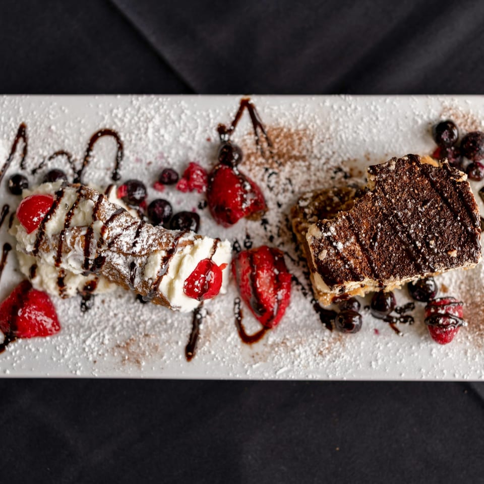 Cannoli and tiramisu dessert plate