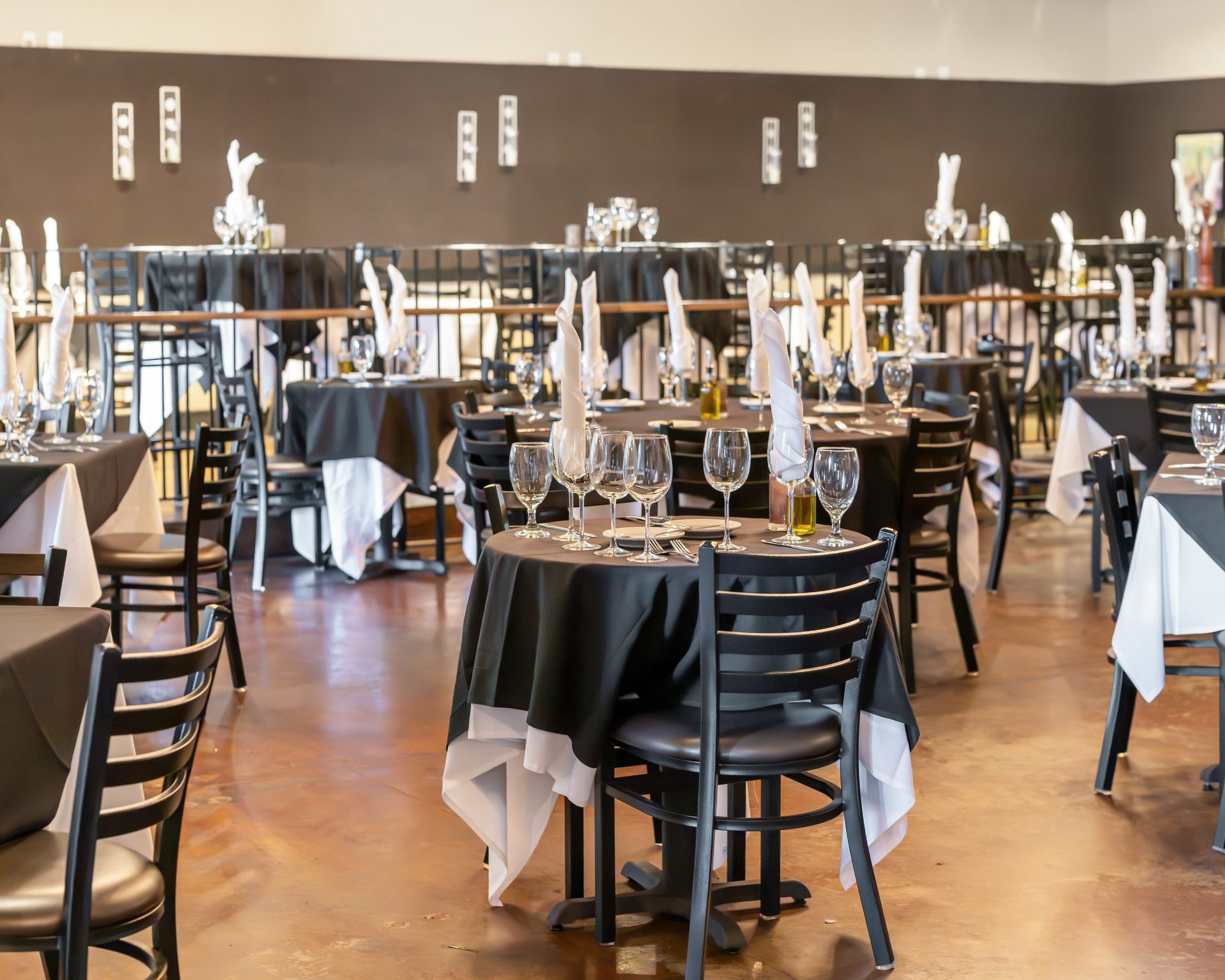 Chandeliers, black tablecloths, and good company
